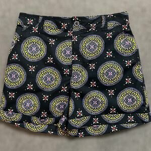 Anthropologie Maeve City Shorts 8 Womens Black Motif Poplin Cuffed Medallion New